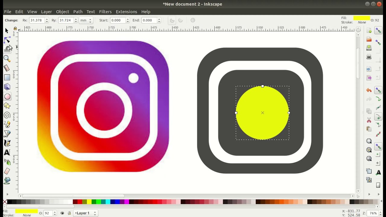 Instagram Logo Design Using Inkscape - (LOGO DESIGN)