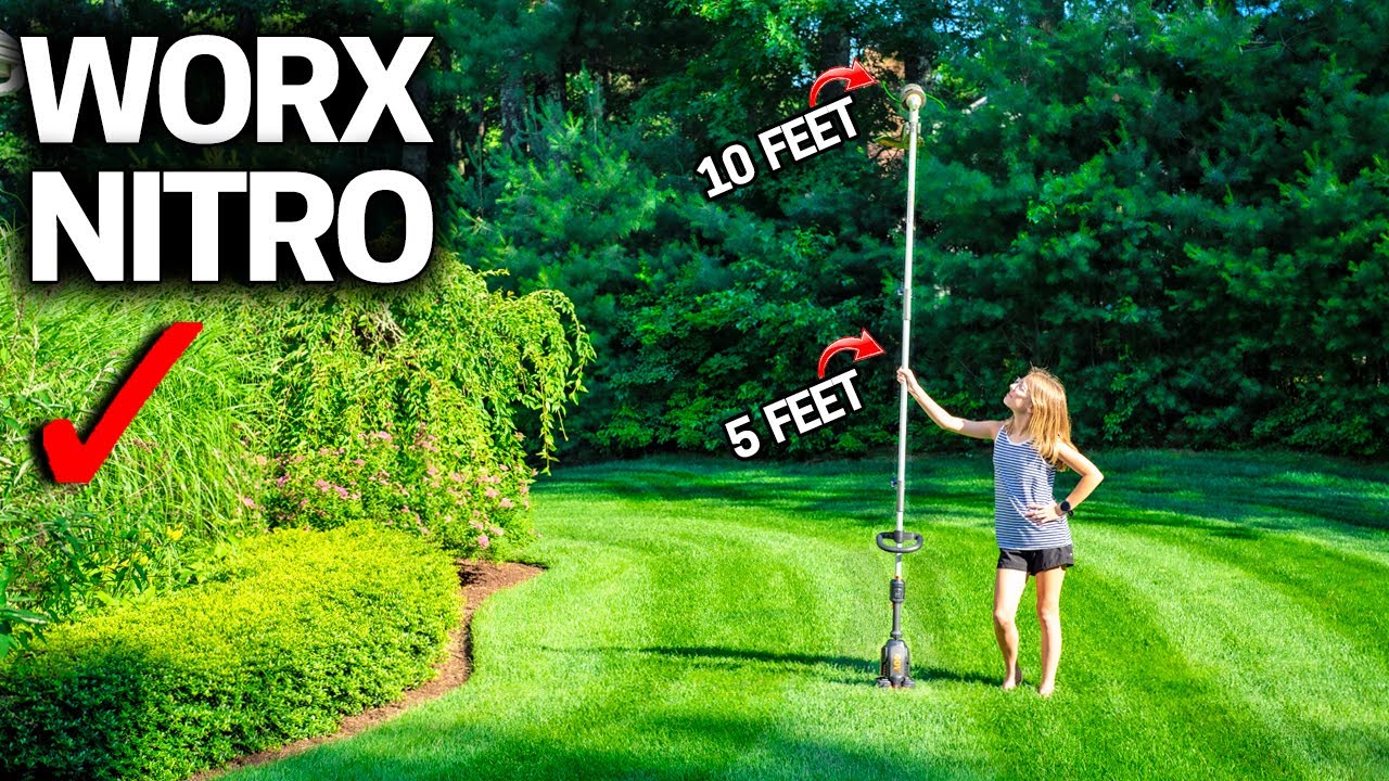 10 FOOT LONG Weed Wacker? WORX NITRO Multi Lawn Tool Review