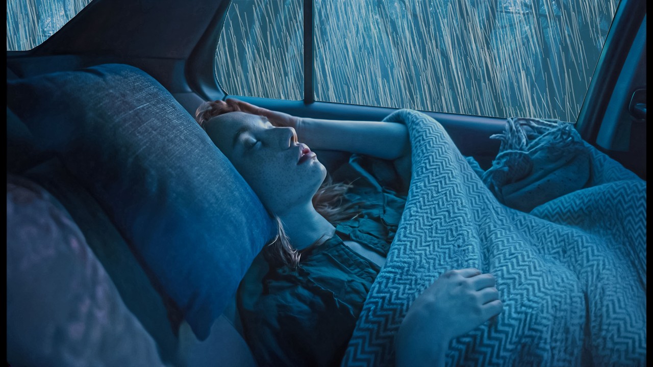 Rain on Car in Deep Forest with Distant Thunder | Relaxing Sleep Sounds