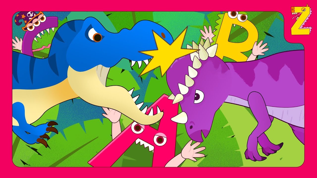 монстр ABC и голова, торчащий динозавром «Pachycephalosaurus». (+ больше коллекции песен динозавров)