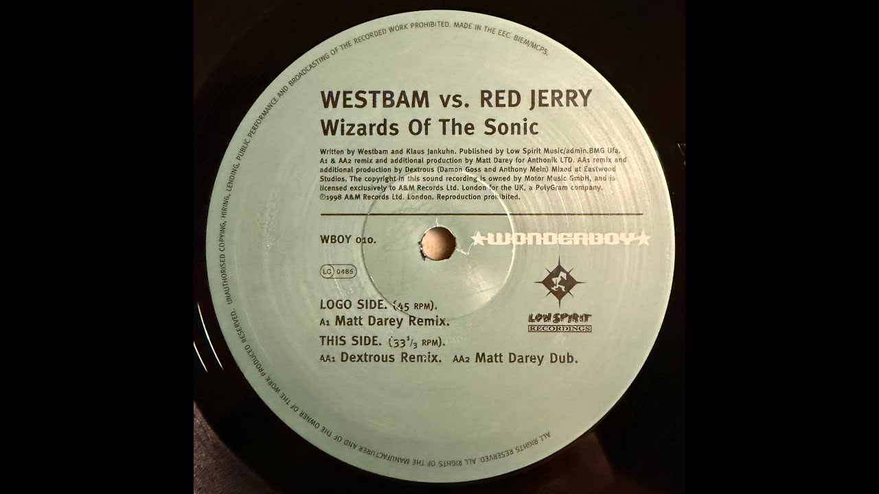 Westbam Vs Red Jerry - Wizards Of The Sonic (Matt Darey Remix) 1998