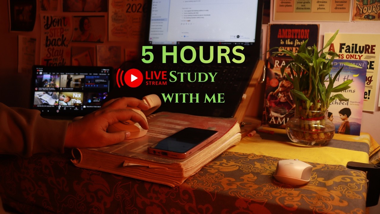 Live | 5 hr study with me |  Bank Exams | POMODORO 50/10 | Deep Focus | #sbiclerk #ibps