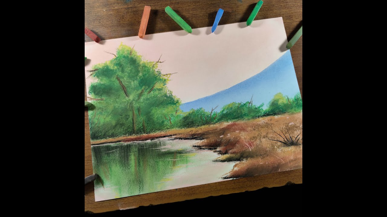 Cómo Dibujar un Paisaje FÁCIL y Bonito al Pastel Paso a Paso