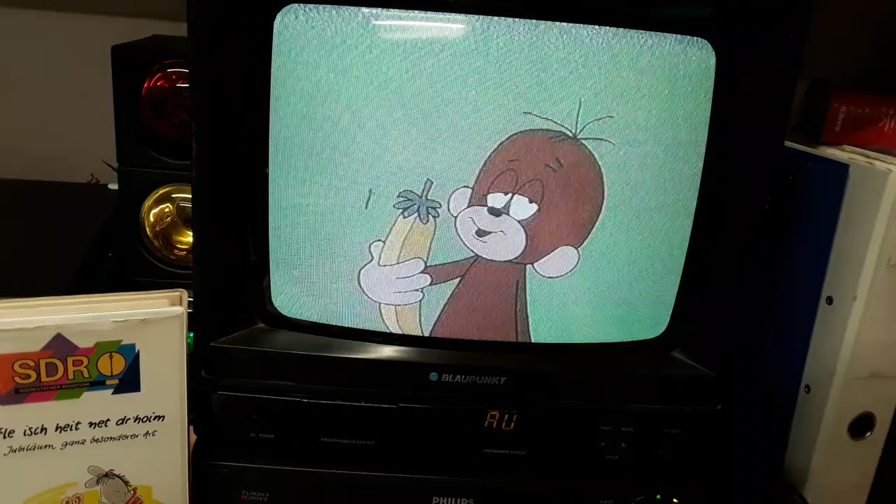 Videorecorder und Röhrenfernseher in Aktion