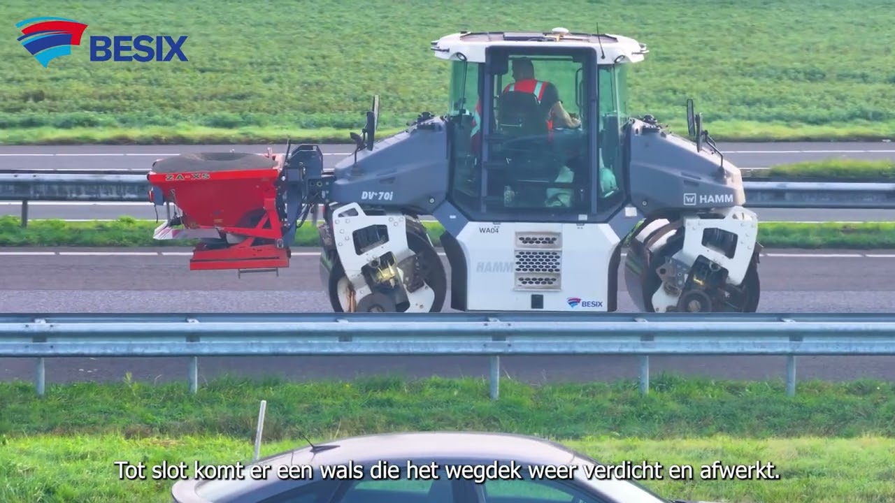 BESIX verduurzaamt groot onderhoud A2 bij Weert met circulair asfalteren