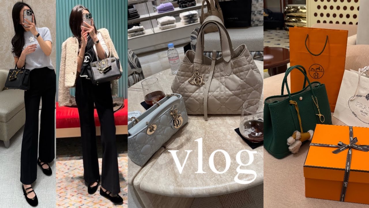 vlog_  디올 25SS 봄신상 미쵸따🩵 얘 결국 뭐샀게?🛍️ Dior 디조이백 vs 뚜주흐백, 에르메스 시어리시프레 언박싱🧡 (by 지네언니), 프라다 구입기, 쇼핑브이로그