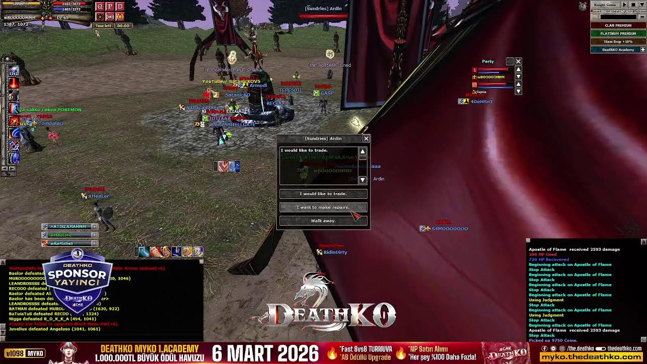 #DeathKO 6 Mart Academy Myko ASCEND ! 🔥SixfLyingDragonS Clan PK🔥 🔥 #PvPServer🔥🏆 wBOOOOOMMM 🏆
