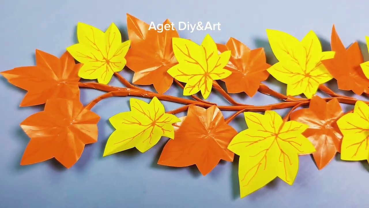 Cara Membuat Daun Kertas Untuk Hiasan Dinding || DIY Paper leaf Wall Decor