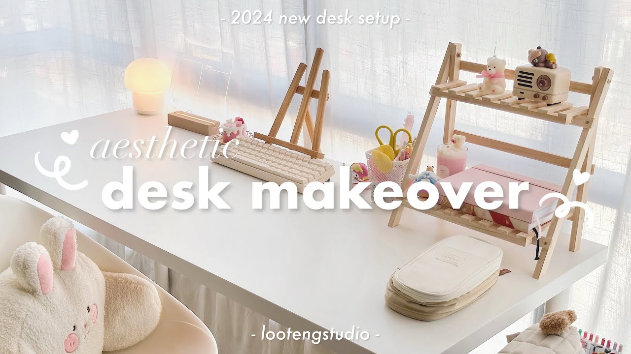 🎀 aesthetic desk makeover // cozy, minimal pinterest inspired, desk & stationery organisation