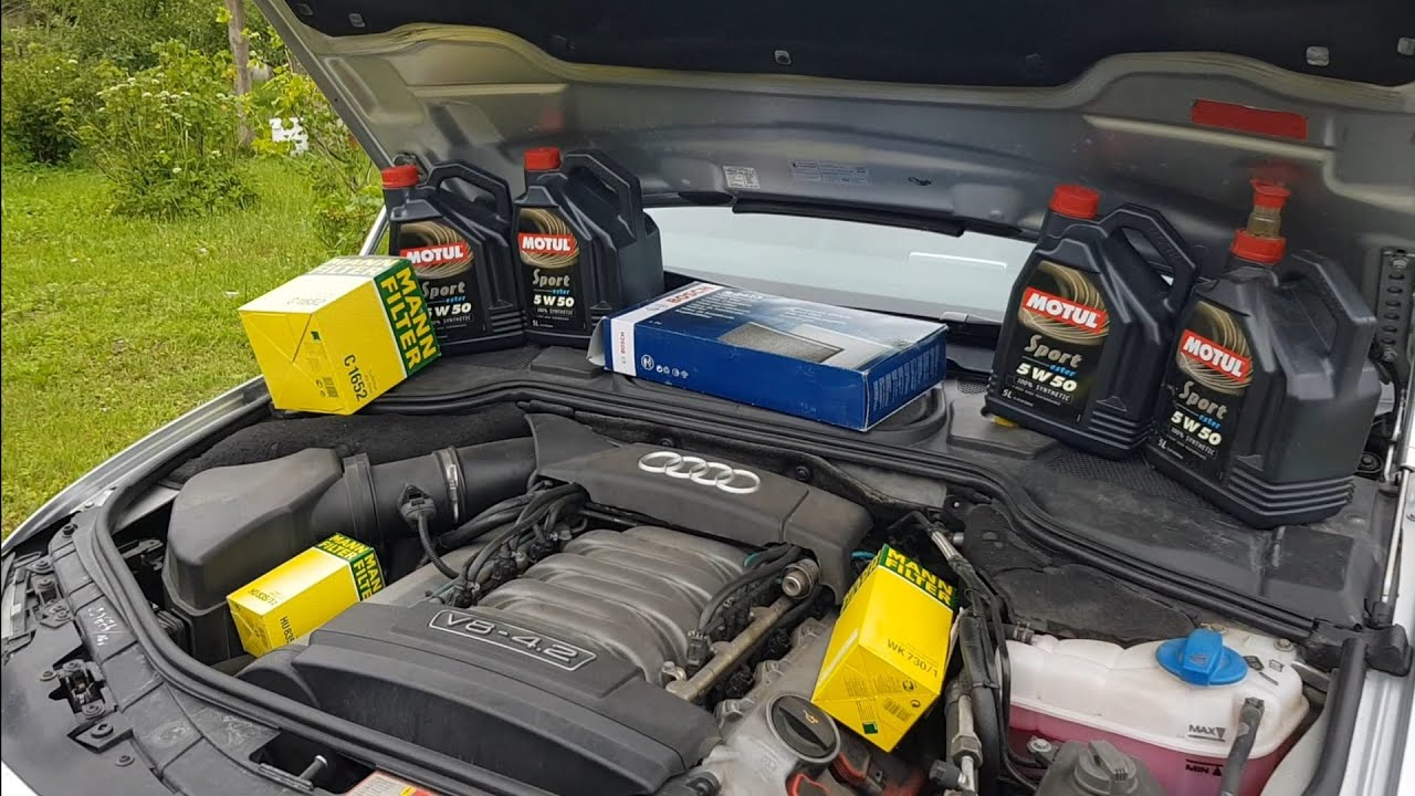 Audi A8 D3 2003r 4.2B Wymiana oleju filtrów po 13tys km