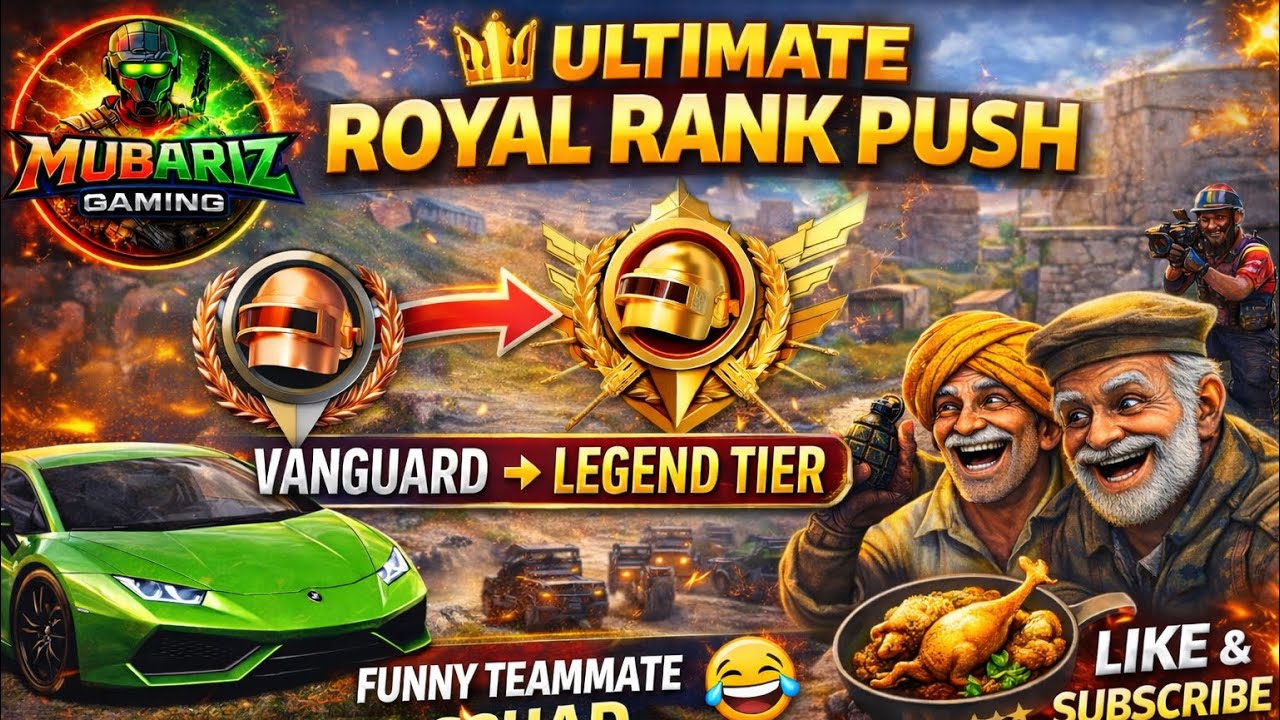 ULTIMATE ROYAL RANK PUSH 🚀 Vanguard ➜ Legend Tier😂 Funny Teammate Squad + Chicken Dinner#bgmi #pubg