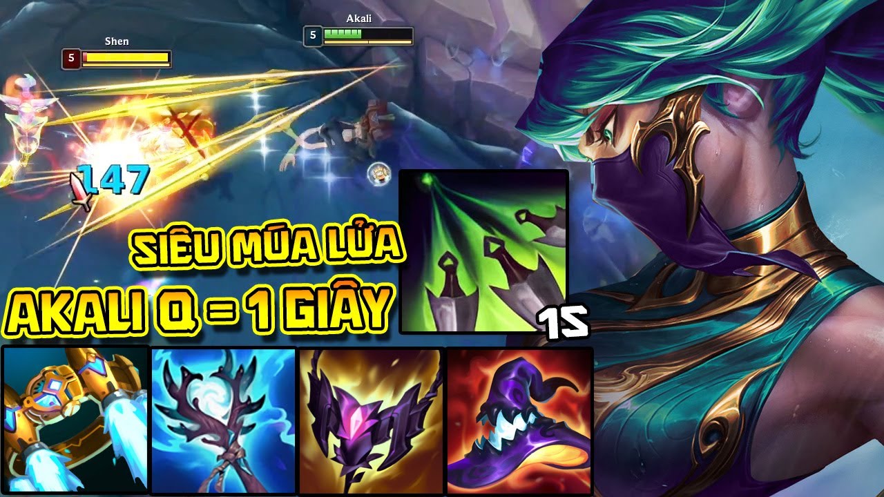 AKALI Q = 1 GIÂY - MÚA LIÊN HOÀN  DAME CỰC TO - TEAM ĐỊCH CHÓNG CẢ MẶT !!