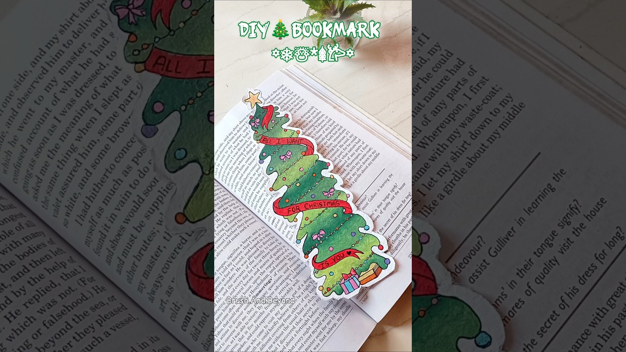DIY Christmas Tree Bookmark 🔖 #diy #art #christmas #craft #fyp #viralvideo #shortvideo #yt #painting