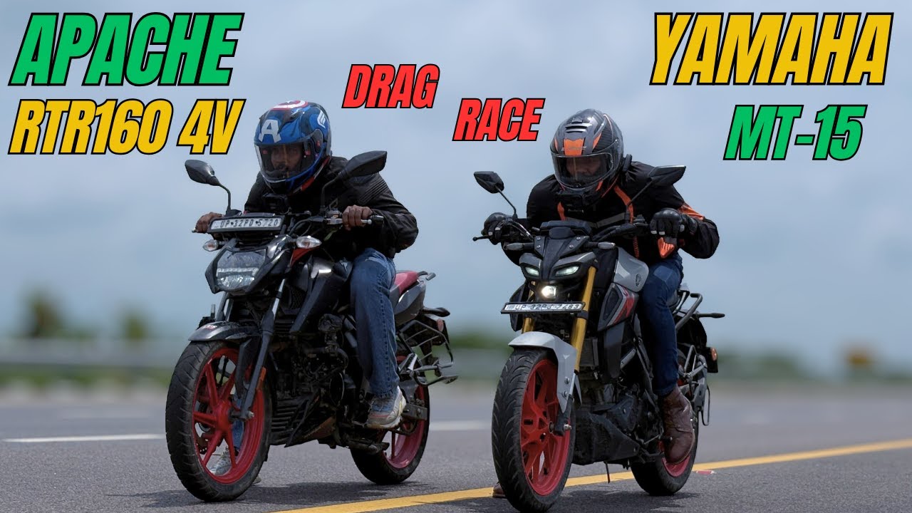 TVS Apache RTR160 4V vs Yamaha MT15 Drag Race