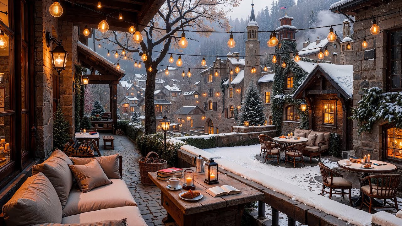 Calm Winter Jazz Piano ⛄ Soft Jazz Music at Morning Cozy Coffee Shop Ambience to Studying, Working