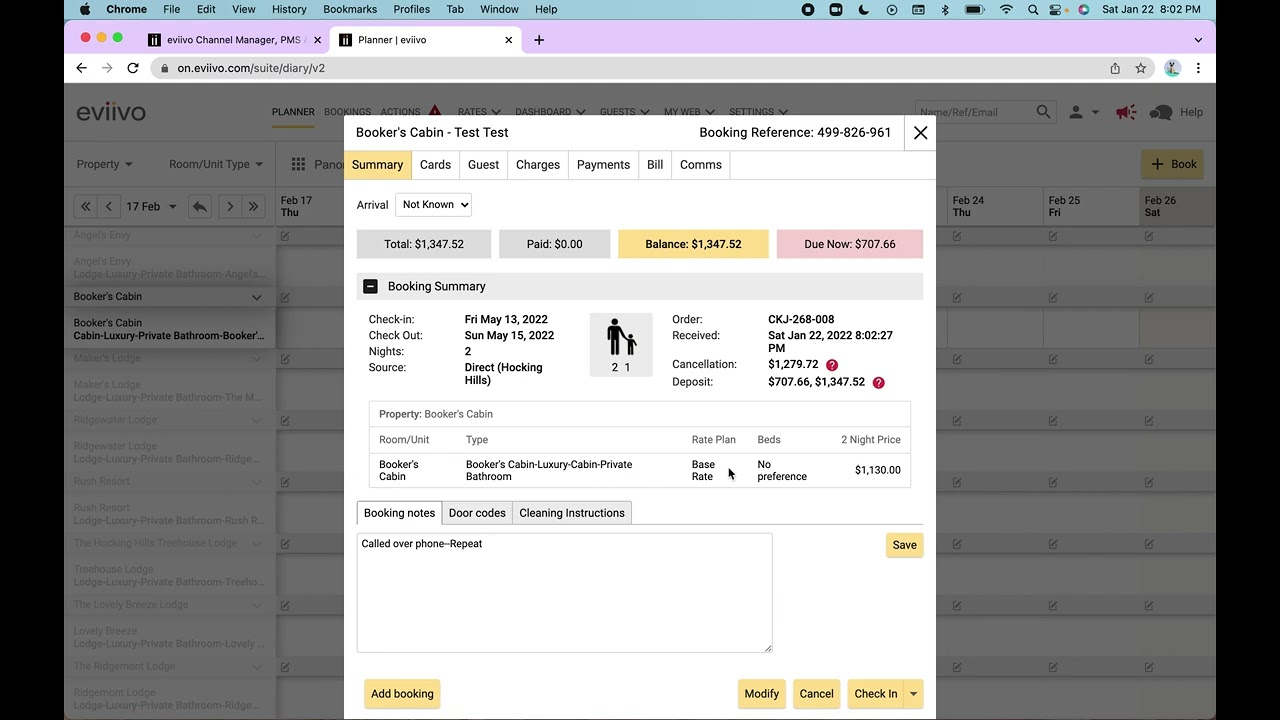 Eviivo - How to Make a Manual Reservation