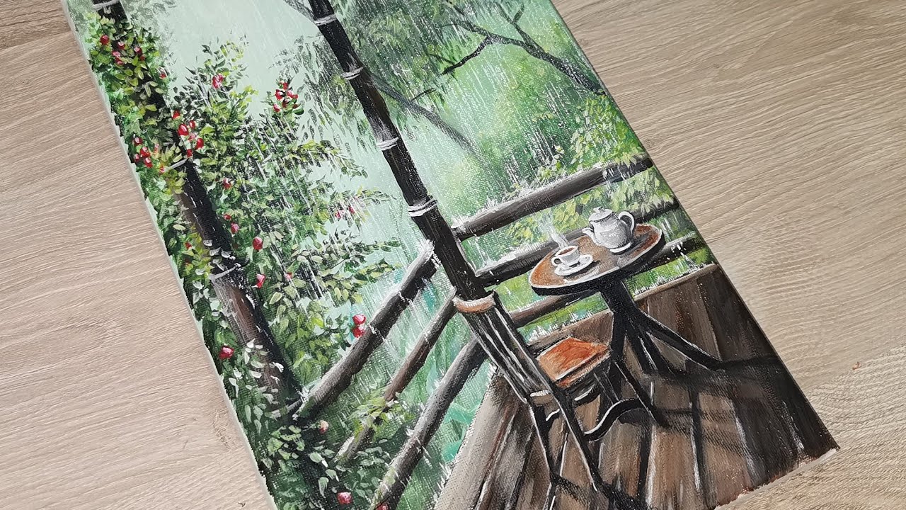 Rainy Day _Acrylic Painting || Step-by-Step Tutorial For Beginners