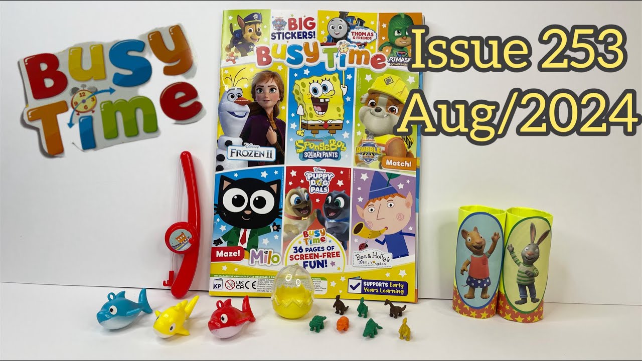 Busy Time magazine, issue 253, Aug/2024 with fishing game and dinosaur eraser!!! 🎣🐡🦖🦕