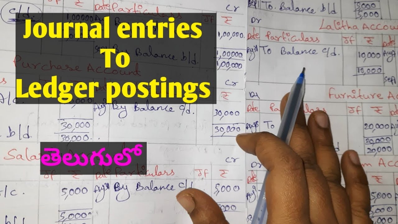 Ledger postings || Journal entries with Ledger Accounts || Accounting basics || Easy level || telugu