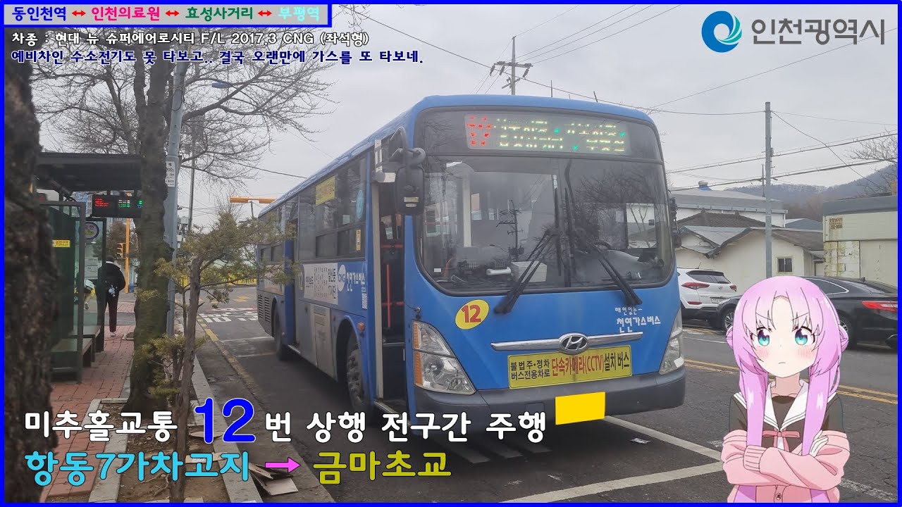 [버스 주행영상] 미추홀교통 12번 / 항동7가버스차고지(삼거리) → 금마초등학교 간 주행영상