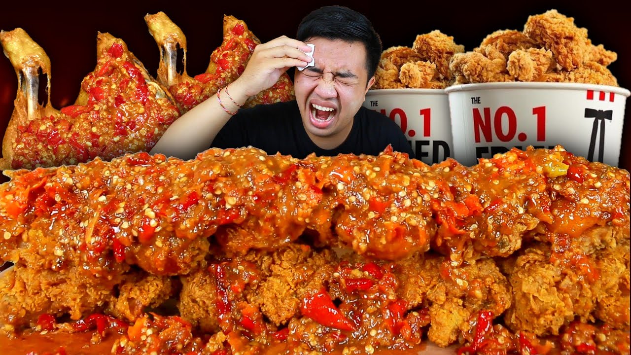 MUKBANG 10 AYAM KFC DISIRAM SAMBAL PAK GEMBUS LEVEL TERPEDAS 200 CABE