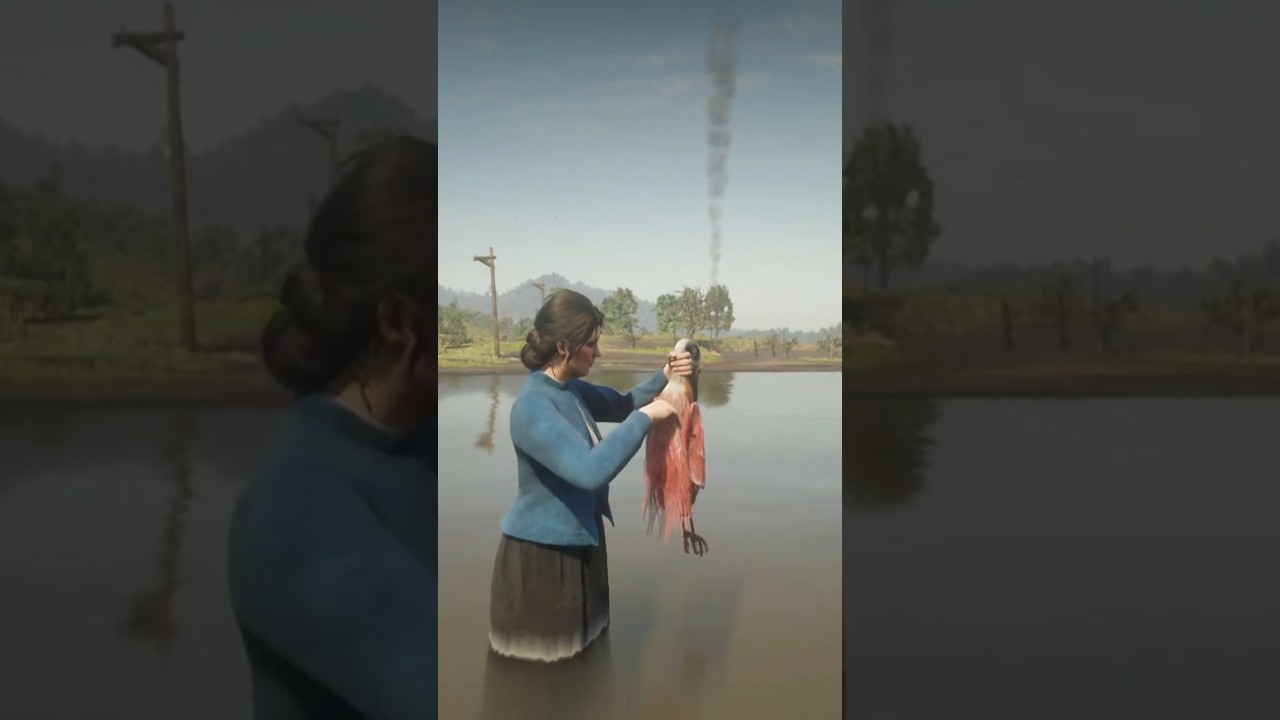 INSANE RDR2 Gameplay! Brave Girl Takes Down a Giant Beast in the Water #shorts #gaming
