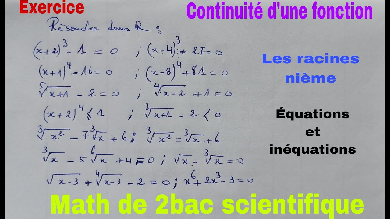 les racines dordre n....equations et inequqtions.....math de 2bac pc svt et sm