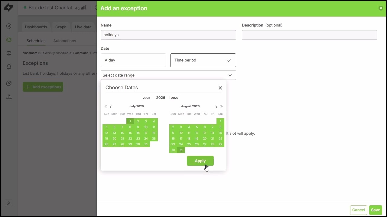 Building Management: heating schedules & holiday exceptions tutorial