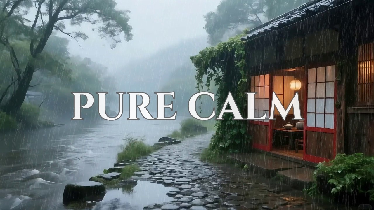🔴 Pure Serenity Heavy Rainfall at Foggy Mountain River Hut to Completely Calm Your Mind 🌫️