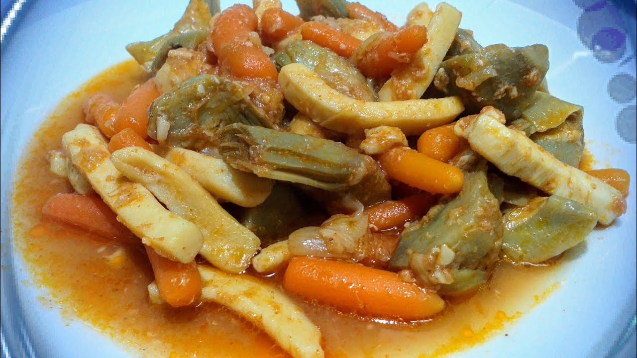 Como hacer GUISO DE ANILLAS DE CALAMAR Y ALCACHOFAS -  Guisos -  Recetas en menos de 3 minutos