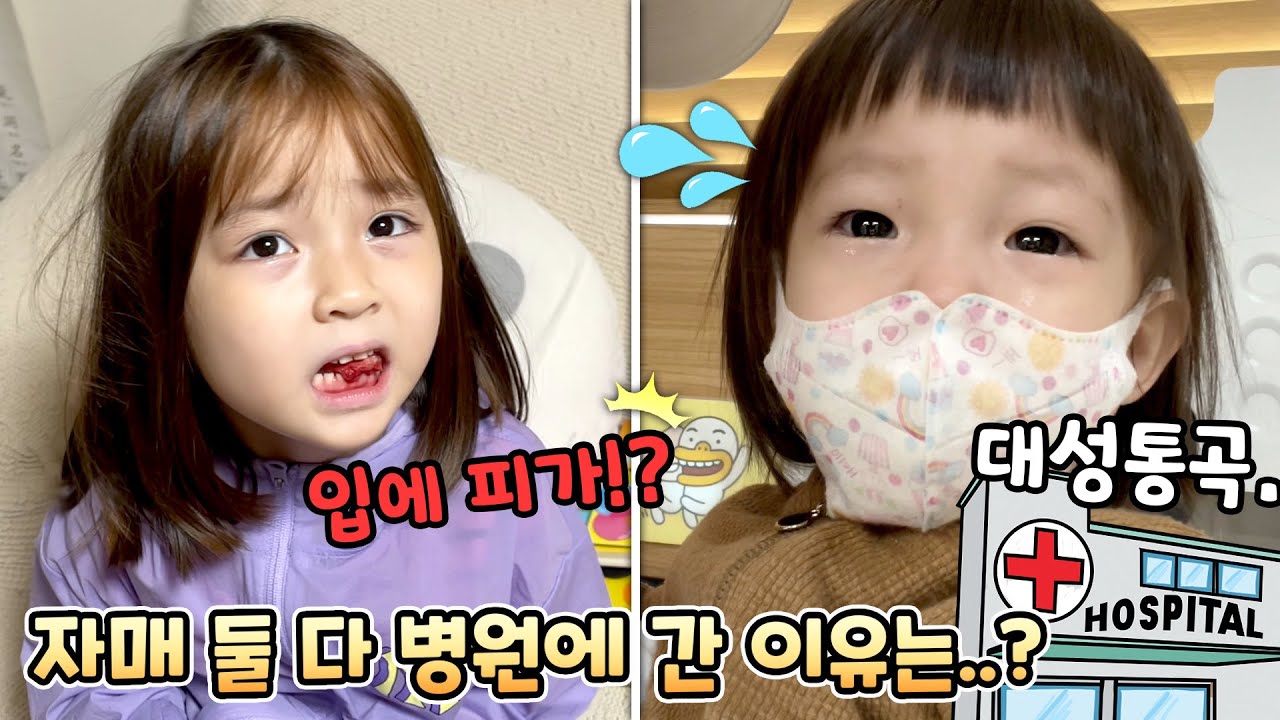 언니 예콩이와 동생 설이가 하룻동안 같이 병원에 갔어요..병원에 간 이유가 뭘까요?