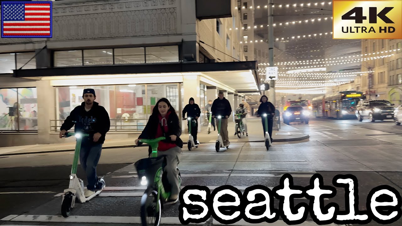 🇺🇸 4K | 🌫️❄️ Seattle New Year's Eve Ambience | Silent Walk from Seattle Center to Pike @MrBeeTours