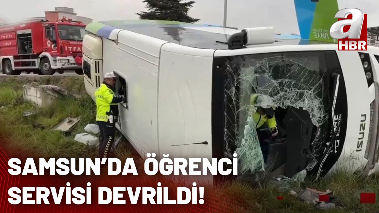 Samsun'da &ouml;ğrenci servisi devrildi: 11 yaralı! | A Haber