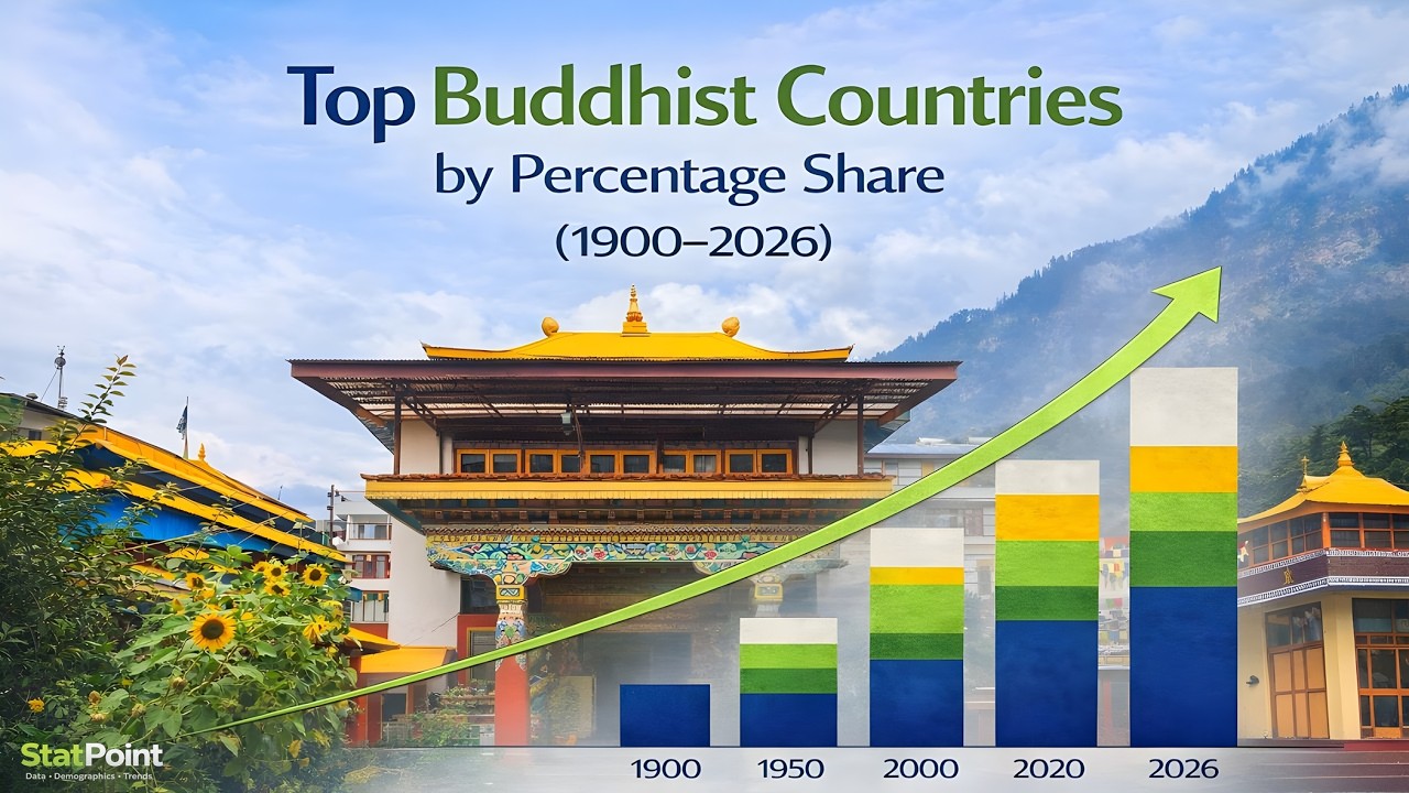Top Buddhist Countries by Percentage Share 1900–2026 | StatPoint
