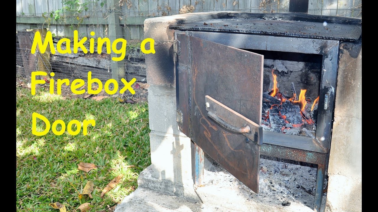 Making a barbecue firebox door.