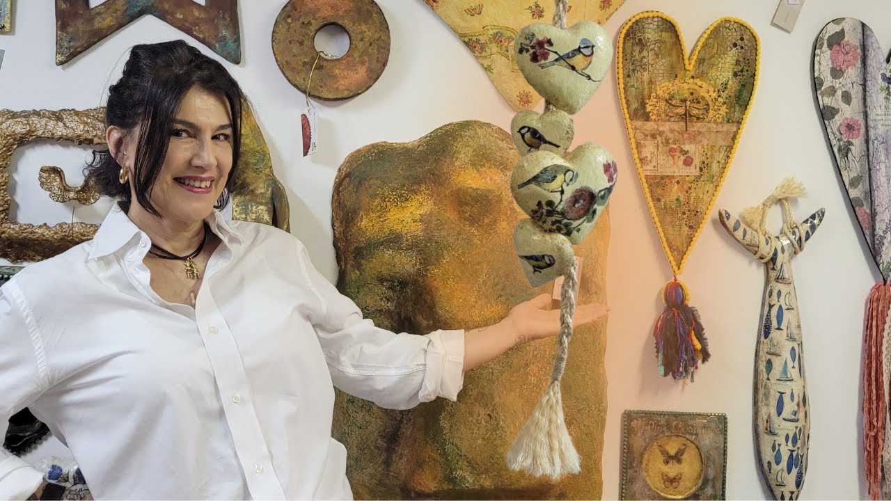 PENCA de CORAÇÕES com PASSARINHOS pra decorar - Maria Ateliê