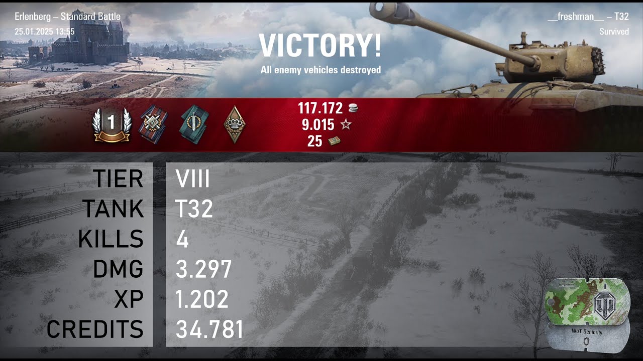 [1744] T32 / 4 kills / 3.297 dmg / 1.202 xp / 34.781 credits || World of Tanks