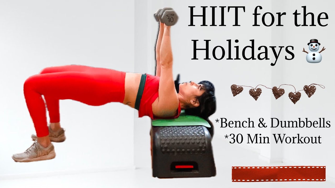 HIIT WORKOUT  *Bench & Dumbbell Full Body Workout 🏋🏽‍♀️