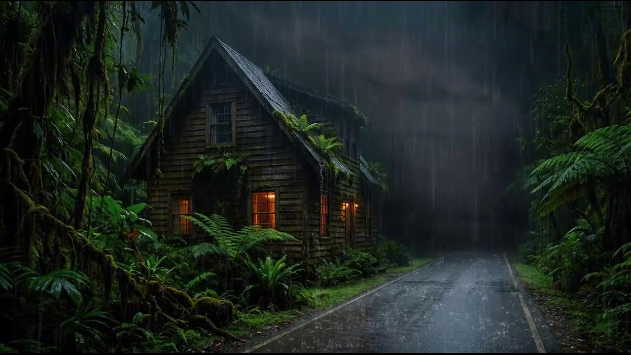 Relaxing Rain at Remote Forest Cabin for Deep Sleep and Stress Relief
