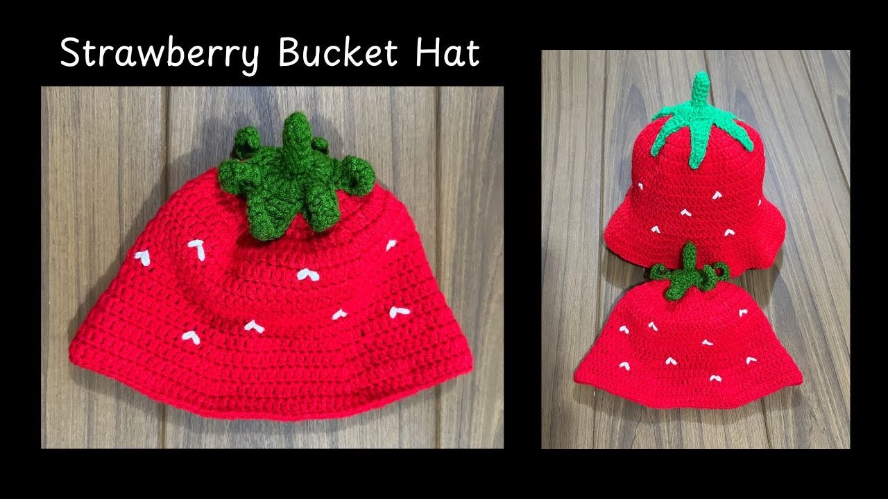 🍓🧶Strawberry Bucket Hat Crochet Kids' Small Size #crochetpattern #simplicity888 #crochettutorial