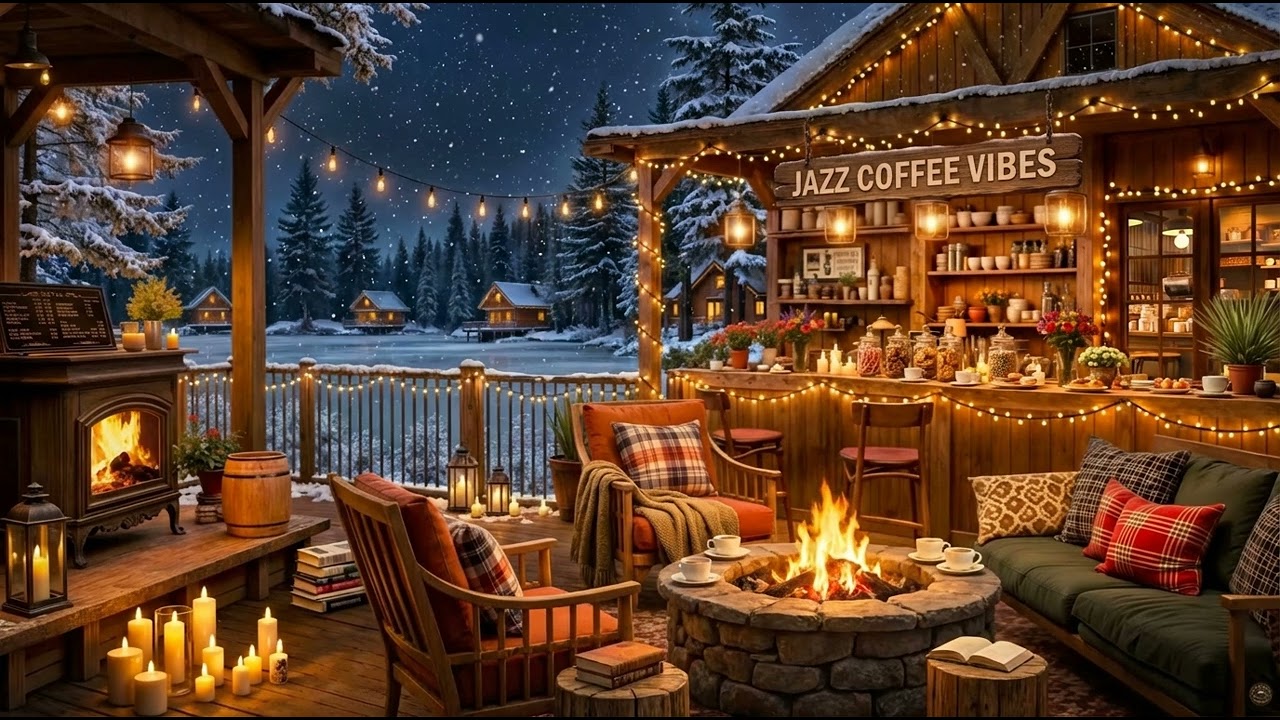 Relaxing Snowfall Piano Jazz ❄ Cozy Study Cafe Music