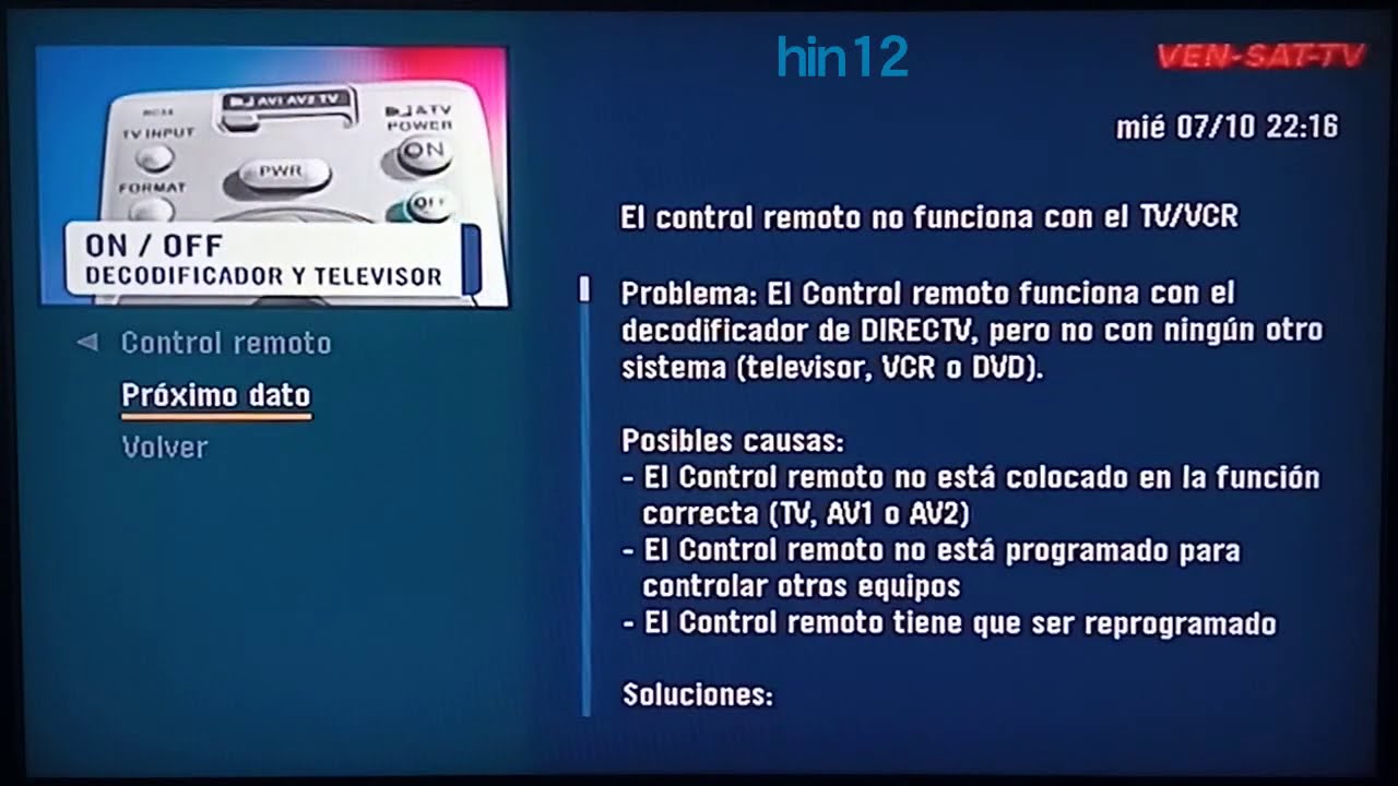 Menú de SimpleTV/DirecTV Venezuela (7 de octubre de 2020, 10:15pm)