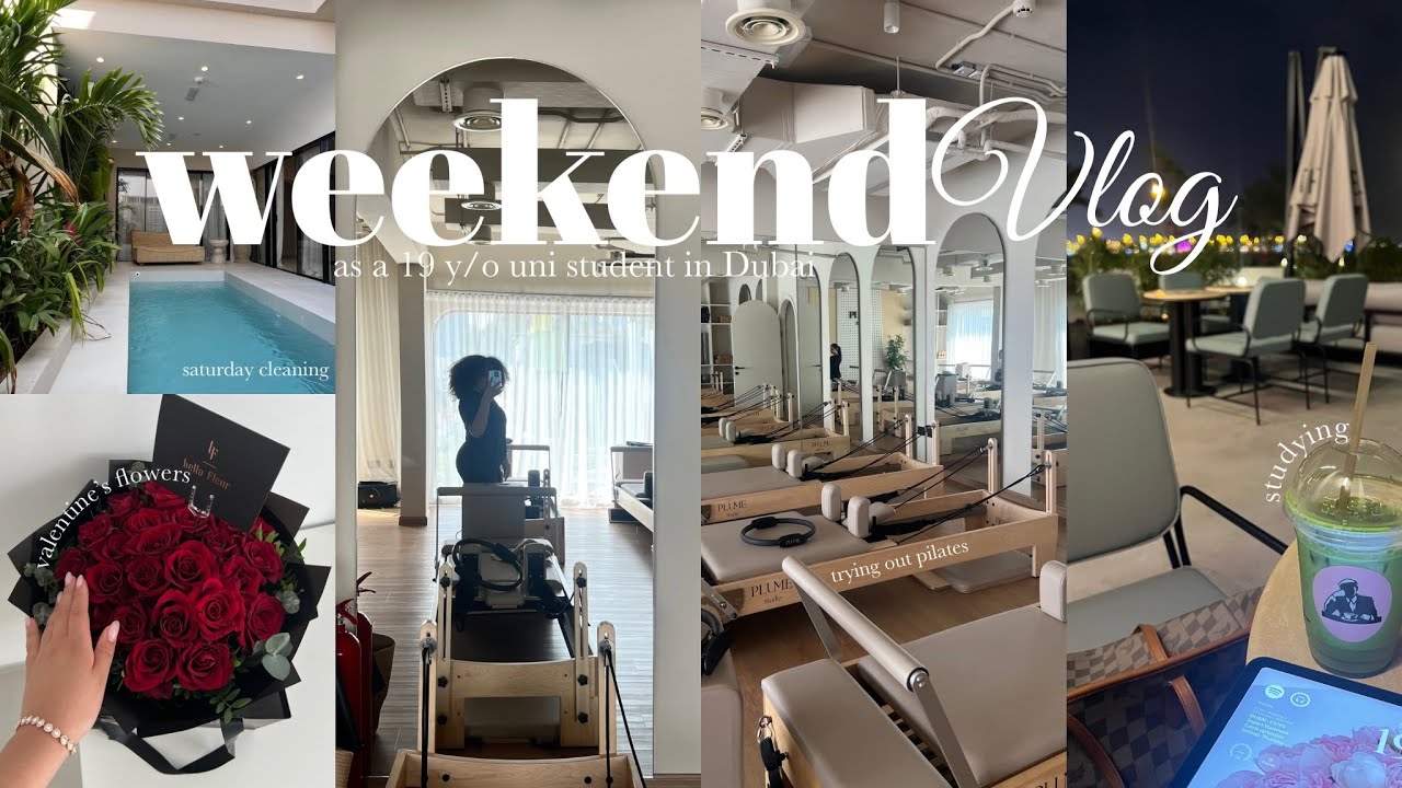Productive and Realistic weekend vlog 🧘🏽‍♀️- 19 y/o student in Dubai | Pilates,Studying, Cleaning