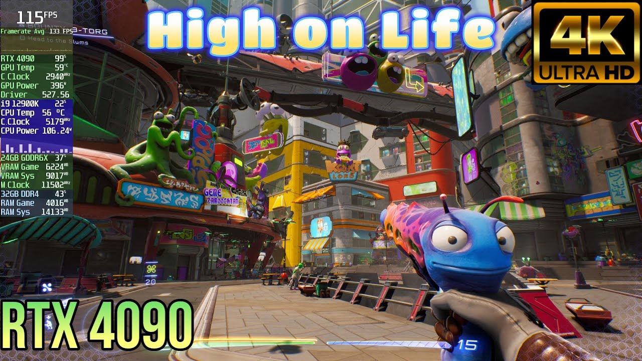 High on Life Benchmark | RTX 4090 | i9 12900k | 4K | Max Settings |