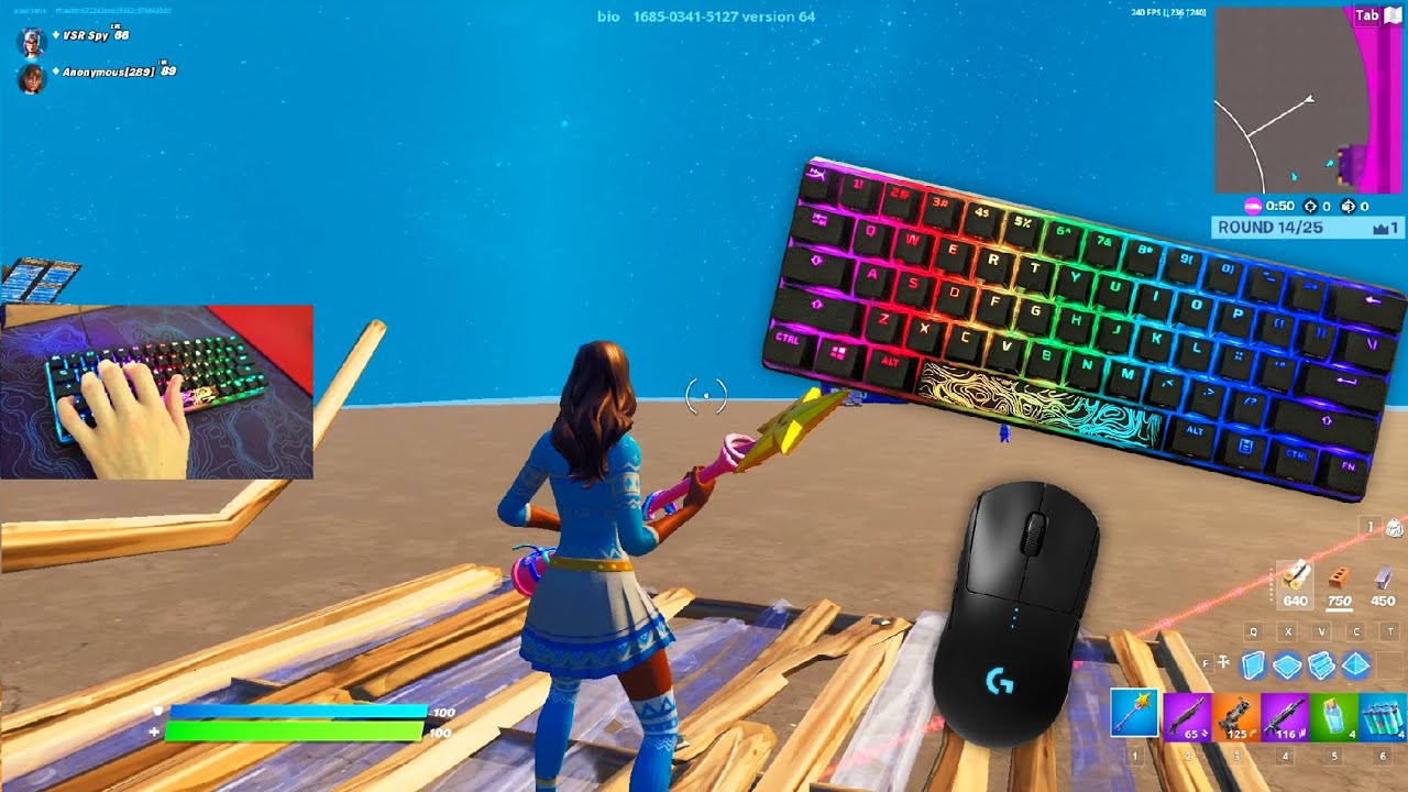 HyperX Alloy Origins 60 Chill 🤩 Keyboard & Mouse Sounds ASMR 😴 Fortnite Bio's ZoneWars Gameplay