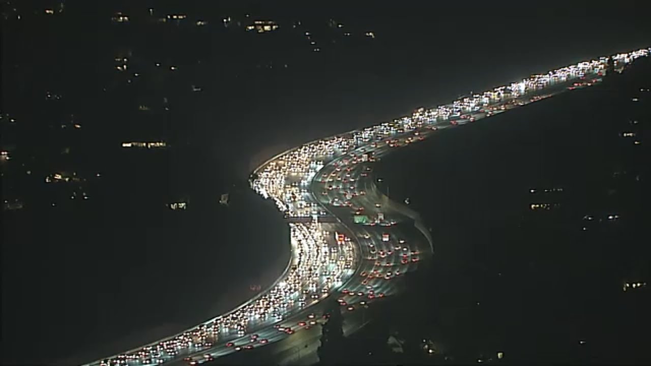 Pre-Thanksgiving traffic on Los Angeles freeway