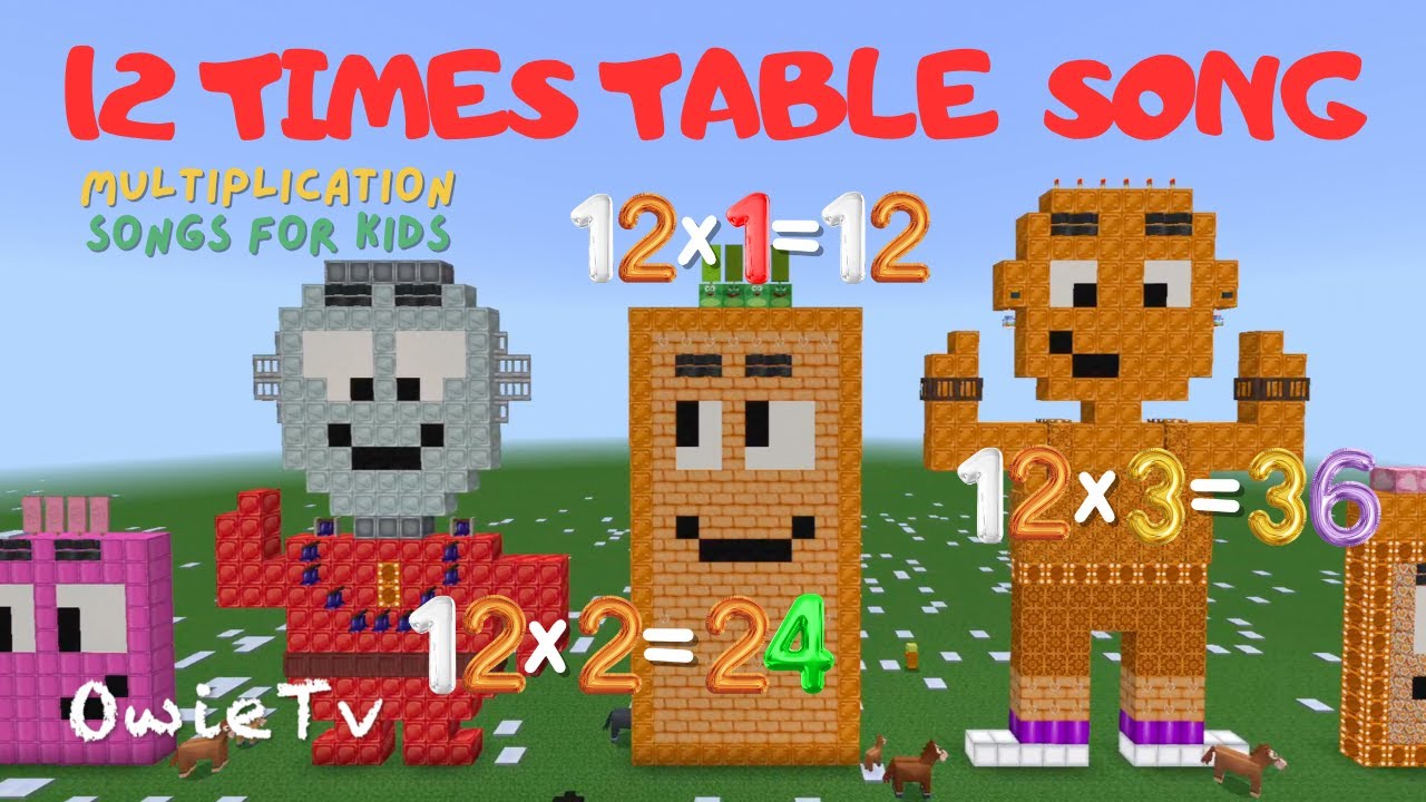 12 Times Table Song | Fun Multiplication Song for Kids | Minecraft Numberblocks Counting Songs
