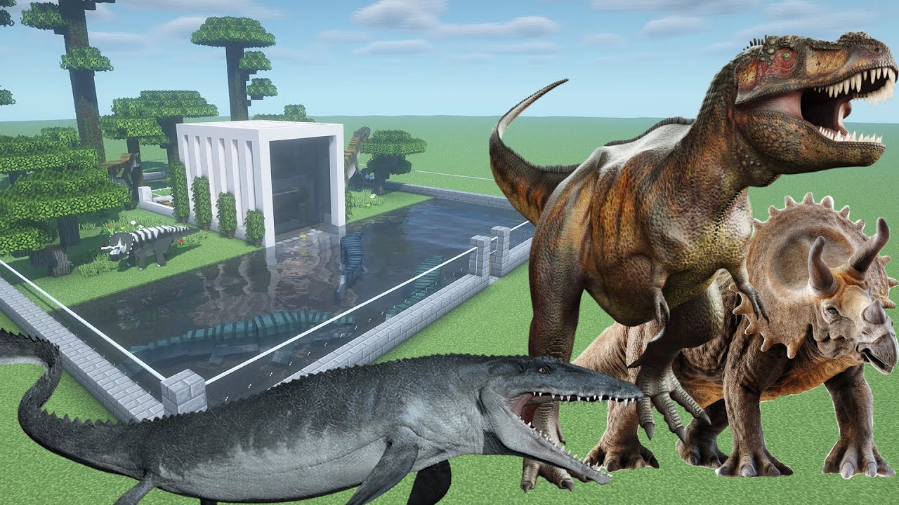 How To Make a Mosasaurus, T-Rex, and Triceratops Farm in Minecraft PE