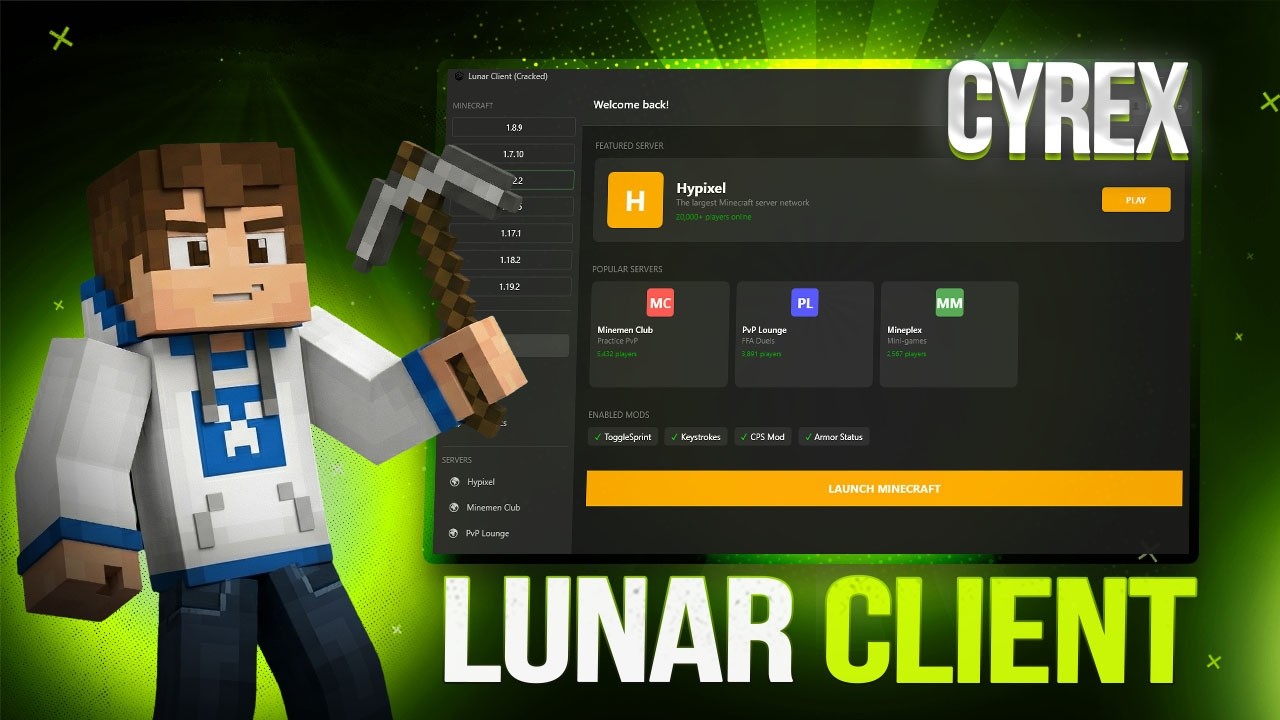 2026 | CRACKED Lunar Client on Skins & Minecraft Java (Versions & Updated) Minecraft Hacked Client