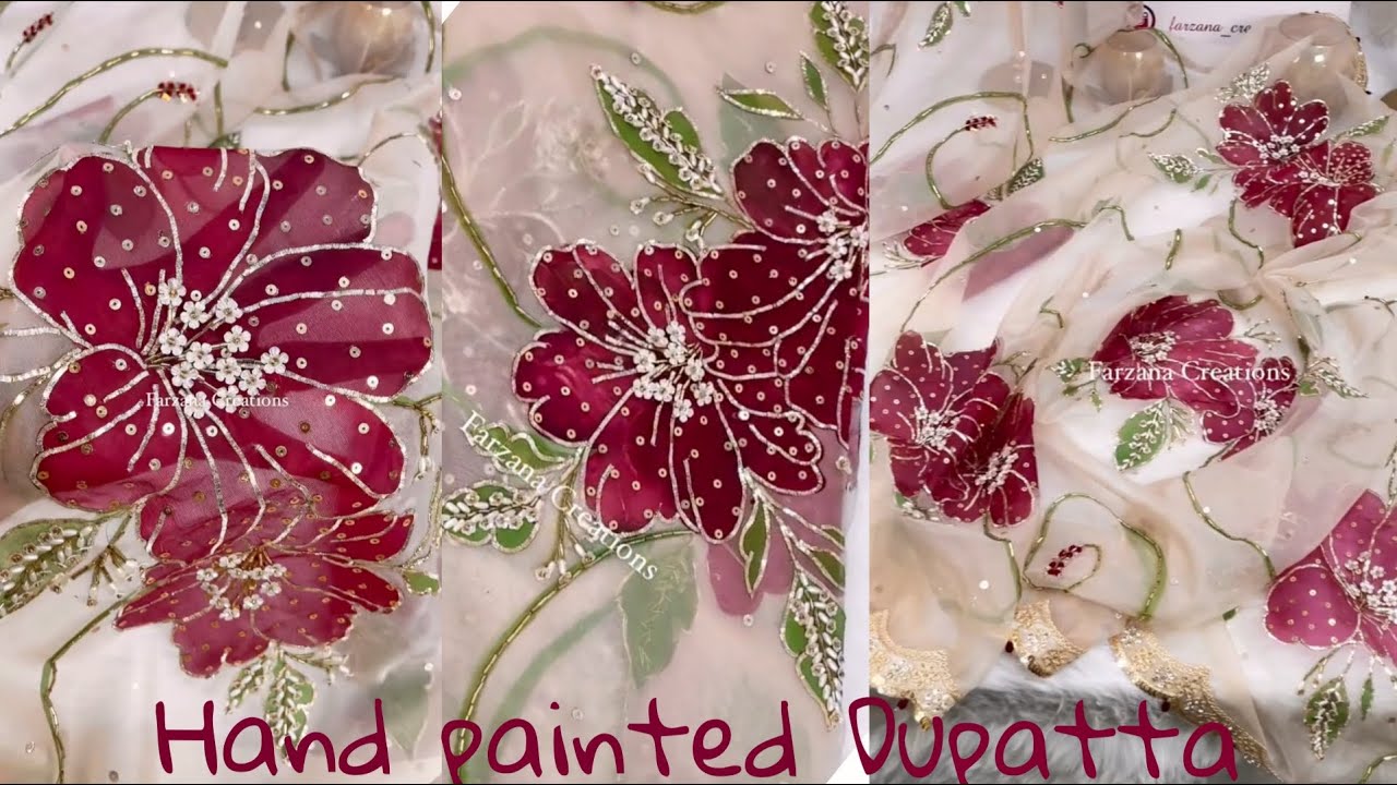 Hand-Painted Dupatta Tutorial | Step-by-Step DIY Bridal Design | Fabric Painting for Beginners